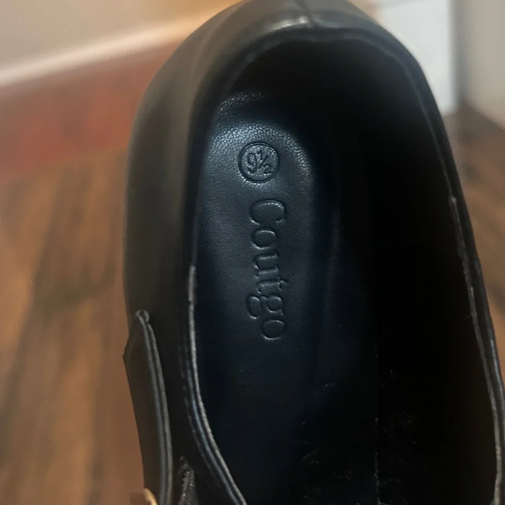 T-Strap Round Toe Platform Heels Chunky Heel - Picture 4 of 6